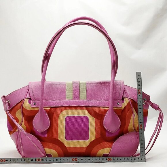 Authentic Prada Pink Canvas Hand Bag mon715-110525 - Picture 2 of 16